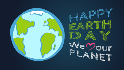 Vector vintage poster for Earth day. Earth day 22 april.