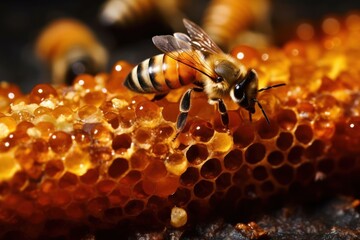 Bees diligently labor over honeycomb, a marvel of natural engineering. Generative AI