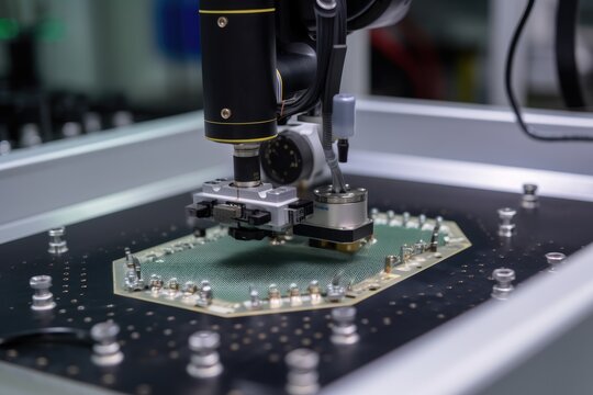 Showcasing the use of advanced automation and robotics in semiconductor production, highlighting the efficiency and precision of automated processes - Generative AI