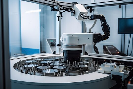 Showcasing The Use Of Advanced Automation And Robotics In Semiconductor Production, Highlighting The Efficiency And Precision Of Automated Processes - Generative AI