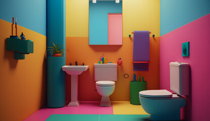 Harmony Haven: Discover the Cozy Majesty of a Gorgeous Vibrant Restroom, Inspired by Minimalism - AI Generative