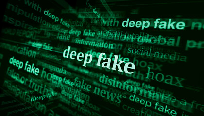 Obraz premium Deep fake hoax and manipulation headline titles media 3d illustration