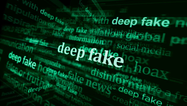 Deep fake hoax and manipulation headline titles media 3d illustration