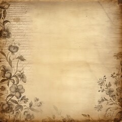 Illustration of an old vintage paper with floral design.