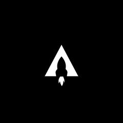 Fototapeta premium Triangle rocket logo icon isolated on dark background