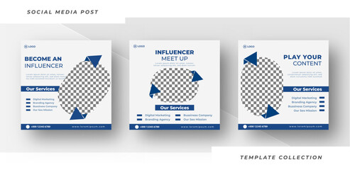 Become an influencer online digital business marketing banner for social media post template
