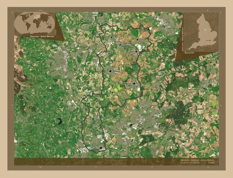 Bolsover, England - Great Britain. Low-res satellite. Labelled points of cities