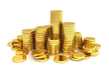 On a graph, on a white background, a stack of coins is dropping. Generative AI