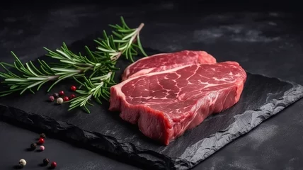 Fotobehang raw meat on a cutting board © Pixel Pilot