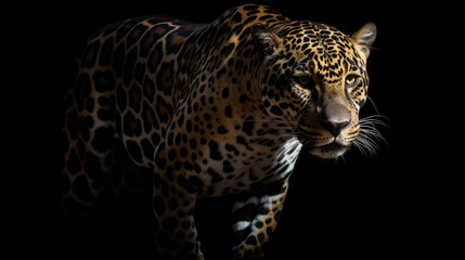 leopard on black background