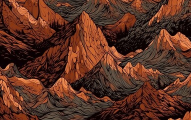 Colorful mountains pattern. Generative AI technology.