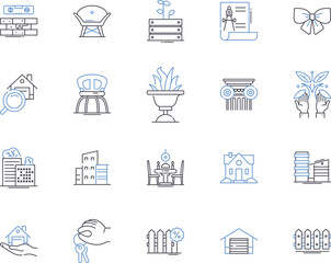 Architecture design outline icons collection. Design, Architecture, Structure, Building, Drafting, Plans, Style vector and illustration concept set. Development, CAD, Blueprint linear signs