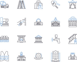 Construction and architecture outline icons collection. Building, Construction, Architecture, Design, Structures, Engineering, Manufacture vector and illustration concept set. Renovation, Supplies
