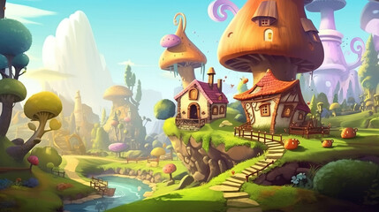 Obraz premium Fantasy landscape. sketch art for artist creativity and inspiration. generative AI 
