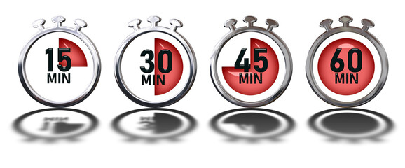 Timer icon set. red stopwatch transparent background