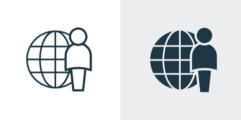 Fototapeta premium globe and an icon vector and line art