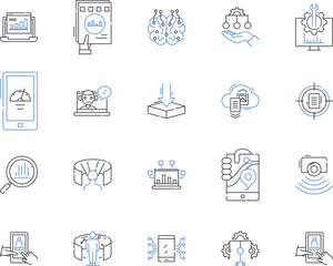 Automation and high tech outline icons collection. Automation, High-tech, Robotics, AI, Machine-Learning, Tech, Automated vector and illustration concept set. Smart, IoT, Digital linear signs