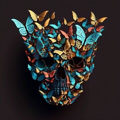 Skull made of butterfly, Generative AI