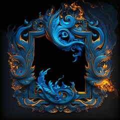 Blue frame with fire, Generative AI