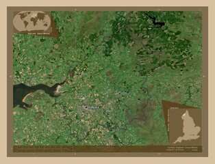 Carlisle, England - Great Britain. Low-res satellite. Labelled points of cities