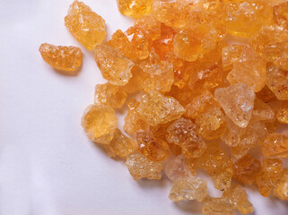 indian Gum arabic on white background.Selective focus