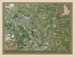 Charnwood, England - Great Britain. High-res satellite. Labelled points of cities