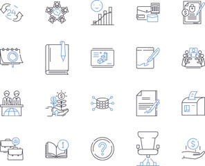 Corporate finance outline icons collection. separatCorporation, Finance, Investment, Capital, Mergers, Acquisitions, Cost vector and illustration concept set. Budgeting, Cash flow, Profitability