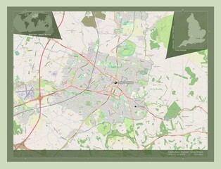 Cheltenham, England - Great Britain. OSM. Labelled points of cities