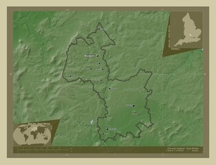 Cherwell, England - Great Britain. Labelled points of cities