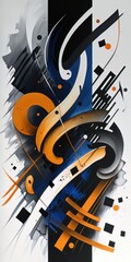 Abstract musical theme painting. Generative Ai