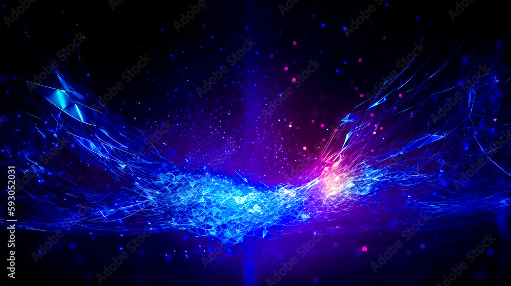 Aufkleber blue and purple abstract background with lot of lines and dots on it. generative ai.