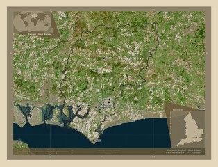 Chichester, England - Great Britain. High-res satellite. Labelled points of cities