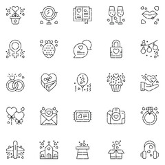 wedding icon pack. marrying. ceremony icons.Vector illustration.
