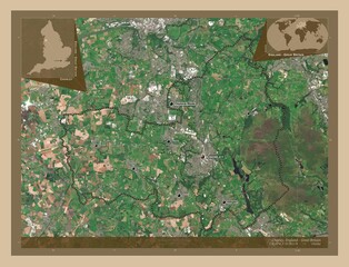 Chorley, England - Great Britain. Low-res satellite. Labelled points of cities
