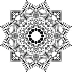 Simple mandala design for coloring. Circular pattern in the form of a mandala. Henna tattoo mandala.