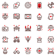 Valentine icon pack including girl. couple. movie. women. love.