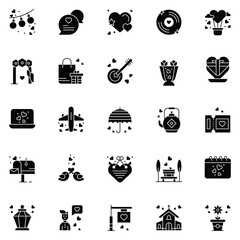 Love And Wedding icon set. Romantic design elements.