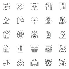 Fototapeta premium Wedding celebration icons collection. UI icon set.