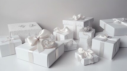 Elegantly Wrapped Presents: Creative Gift Ideas for Valentine's Day with Shiny Ribbons and Decorative Bows: Generative AI