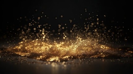 Gala Night Gold Glistering: Bookeh, Texture, and Sparkle Pattern Overlay on a Dark Background: Generative AI