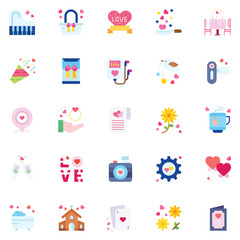 Set of love Icons. Line art Vector illustration.