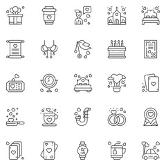 Love And Wedding icon set. Romantic design elements.