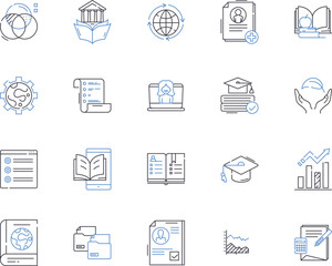 Cognitive science outline icons collection. Cognition, Neuroscience, AI, Intelligence, Psychology, Brain, Perception vector and illustration concept set. Semantics, Knowledge, Memory linear signs