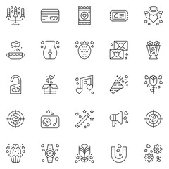 Set of love Icons. Line art Vector illustration.