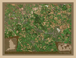 Dacorum, England - Great Britain. Low-res satellite. Labelled points of cities