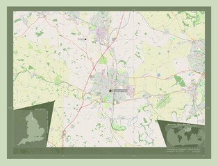 Darlington, England - Great Britain. OSM. Labelled points of cities