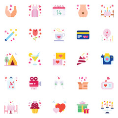 Naklejka premium Set of wedding icons. web icons bundle. vector illustration.