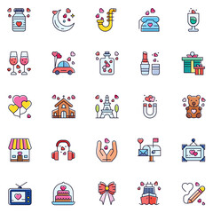 Valentine icon pack including girl. couple. movie. women. love.