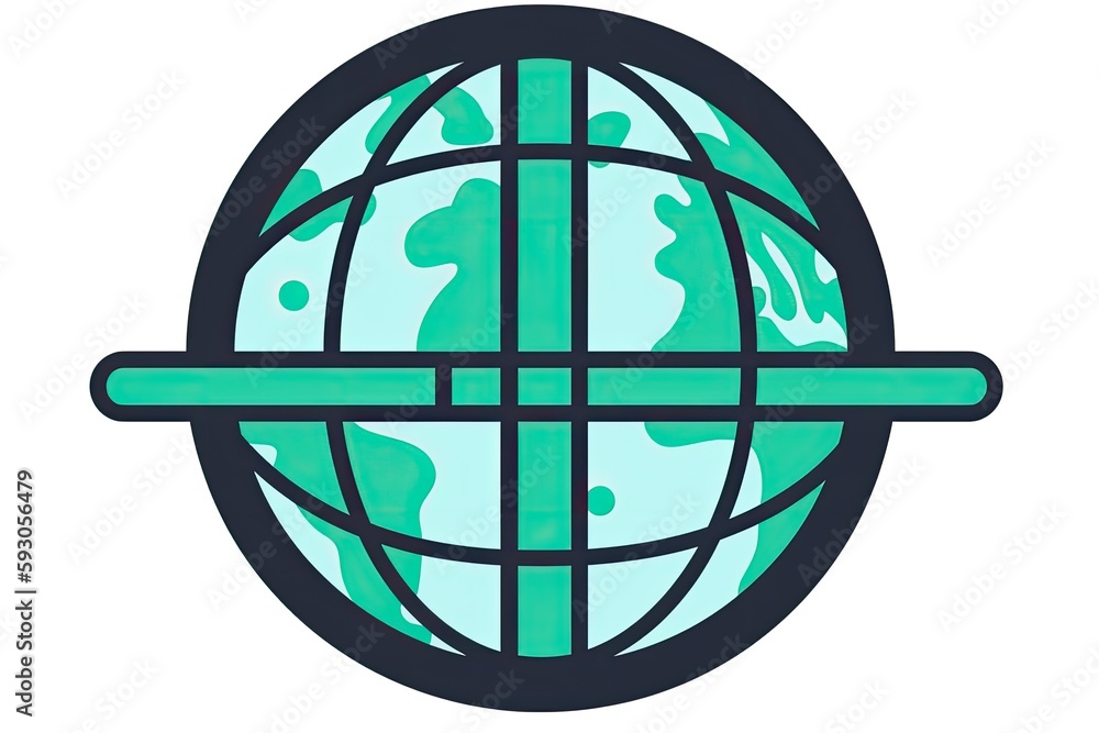 Poster green and black globe with a cross symbol on it. generative ai
