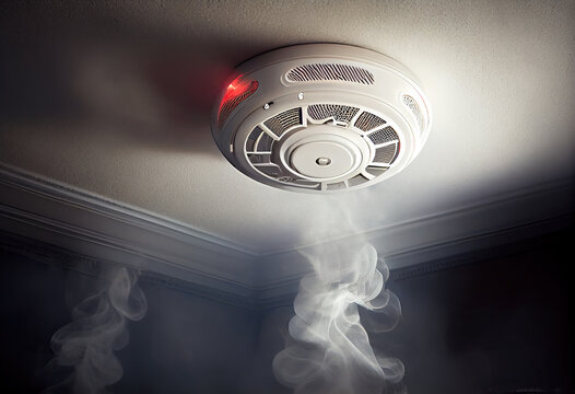 smoke fire red alarm electronic smart home security concept